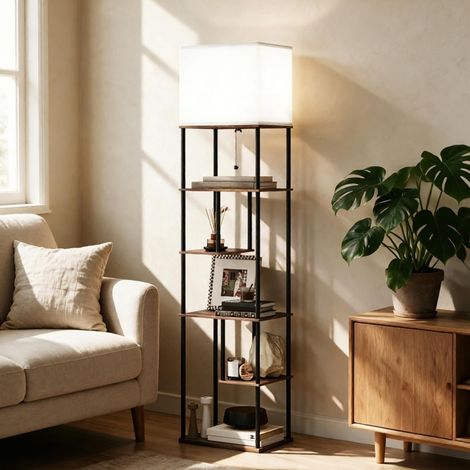 Lampada da terra con scaffali a 5 livelli, dimmerabile con telecomando, 40 x 29 x 171 cm (1/5)