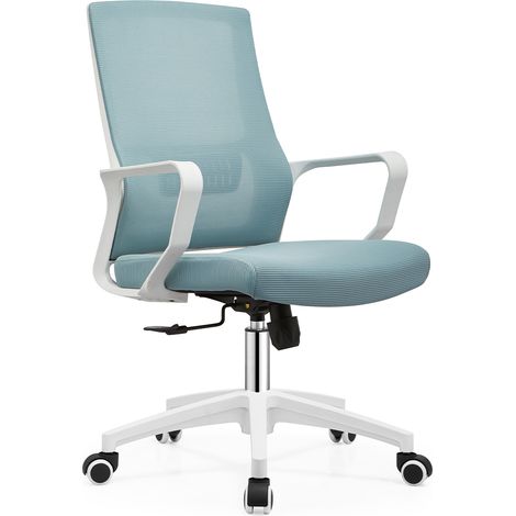 Sedia da Ufficio Blu con Struttura Bianca Poltrona da Scrivania Studio Cameretta
