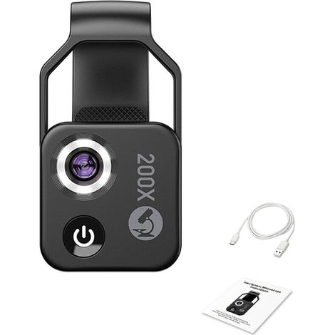 200X tragbares Mikroskop, universelles Handy-Mikroskop mit 6 LED-Leuchten, 2 einstellbare Helligkeitsstufen, keine App erforderlich, multifunktionales Mikroskop für Kinder, Studenten, Studium, Elektro (1/5)