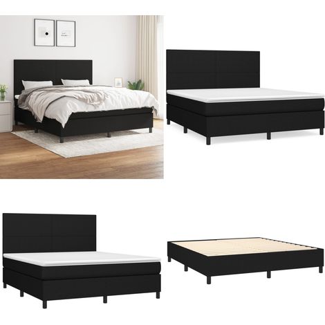 Boxspringbett mit Matratze Schwarz 160x200 cm Stoff - Boxspringbett - Doppelbett - Schlafraum - Bettenrahmen - Matratze - Home & Living (1/5)