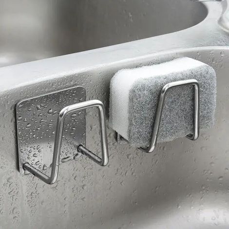 Organisateur de cuisine, porte-éponge, égouttoir à savon, égouttoir d'évier auto-adhésif, supports de rangement muraux (1/5)