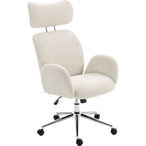 Chaise bureau ergonomique appui-tête réglable inclinable hauteur réglable grise blanche
