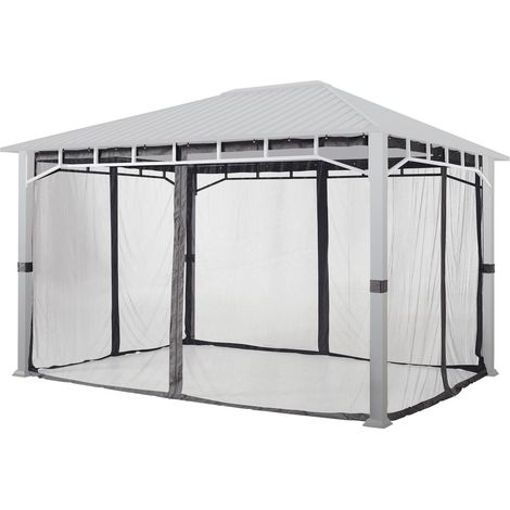 TOOLPORT Moskitonetz für Gartenpavillon Sunset Superior 3x4 m - Polyester - Insektengitter mit Reißverschluss - grau (1/5)