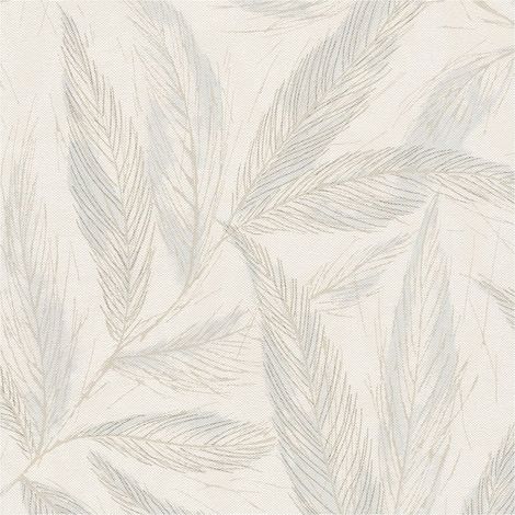 Papel pintado naturaleza Profhome 790963 papel pintado no tejido ligeramente texturado con ornamentos florales y acentos metálicos blanco blanco-crema plata gris azulado 5,33 m2 (1/5)