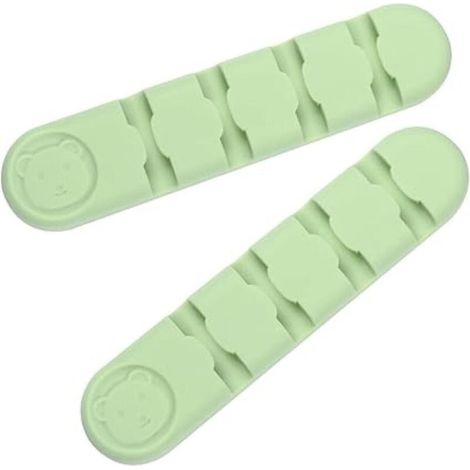 Set mit 2 Schreibtisch-Kabelorganisatoren, Klemmen und Kabelhaltern, grün. (1/5)