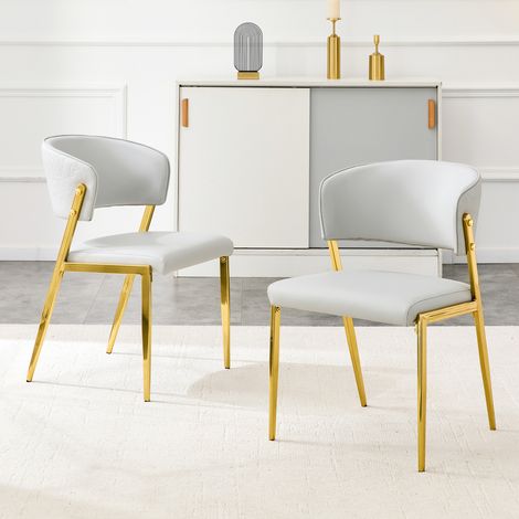 Juego de 2 sillas de comedor modernas con estructura metálica, asiento y respaldo acolchados – Resistentes (1/5)