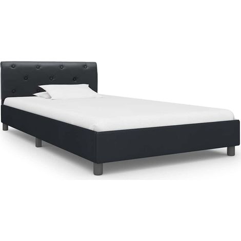 Lit adulte pour 1 personnes, Structure de lit, Assemblage Facile, Noir Similicuir 100 x 200 cm OIB4521E (1/5)