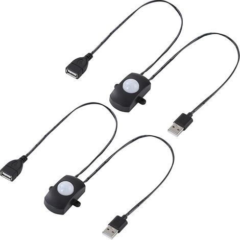 2 pcs DC 5-24v 2a Mini pir Mouvement capteur Interrupteur,d'occupation capteur Interrupteur pour l'éclairage DIY LED,Interrupteur Automatique de pir Infrarouge détecteur avec Port USB (1/5)