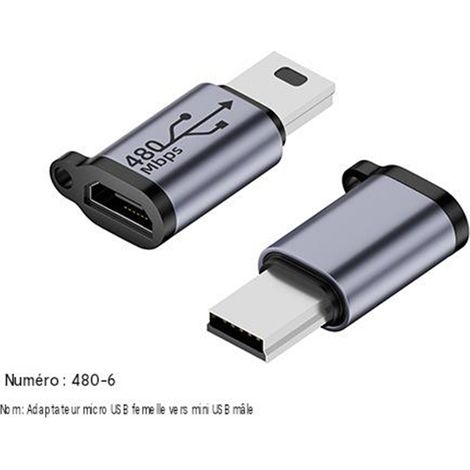 Adaptateur Micro USB femelle vers Mini USB mâle, convertisseur de connectique pour appareils électroniques, câble de conversion compact pour GPS, caméra et accessoires numériques (1/3)