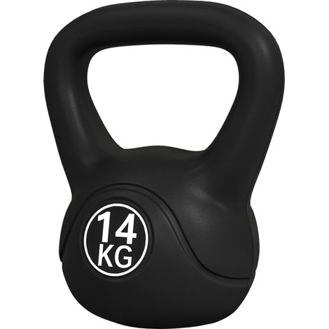 Kettlebell de 14 kg rempli de sable avec large poignée antidérapante pour l'entraînement, 26 x 18 x 32 cm, noir (1/5)