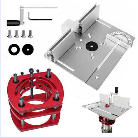 Table Defonceuse a Bois mit Plaque D'insertion Défonceuse, Plaque Lift Base Support Levée Maximale 51mm, Défonceuse Sur Table Aluminium pour Moteurs avec 64 à 65 mm de Diamètre (Argenté) (1/5)