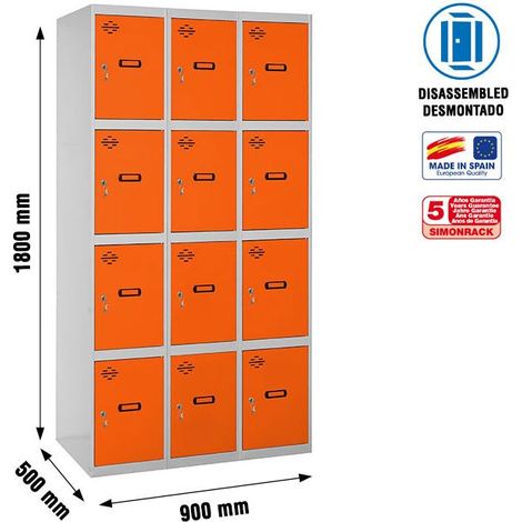 Simonrack Metallschrank grau-orange 12 Türen