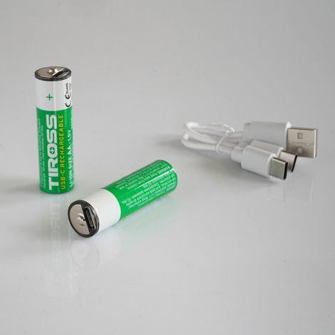 Batería recargable Tiross R6 AA (2 unidades), ideal para un suministro de energía fiable y sostenible en dispositivos electrónicos. (1/3)