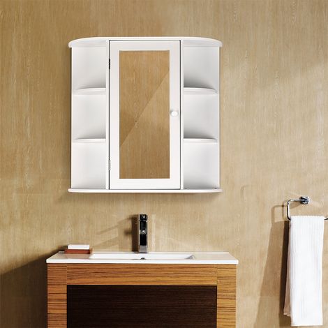 Hofuton Armoire à miroir de salle de bain 601758cm MDF blanc (1/5)
