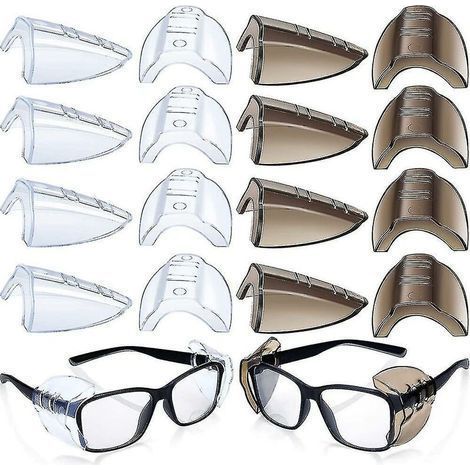 8 Pairs Safety Glasses Side Protection Slip Clear Flexible Slip Shield (1/5)