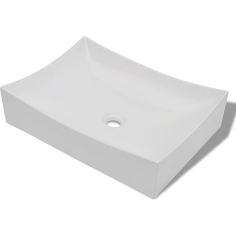 Lavandino da bagno in ceramica lavabo lavabo 65,5 x 39 cm bianco lucido 020002493