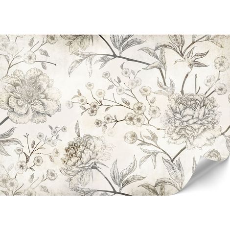 Papel pintado no tejido estándar - 100 x 70 cm - estilo rústico - flores Papel pintado no tejido premium - 450 x 315 cm - estilo rústico - flores