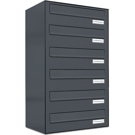 6er Briefkasten-Anlage Tür- Zaundurchwurf RAL 7016 Anthrazit (1/5)