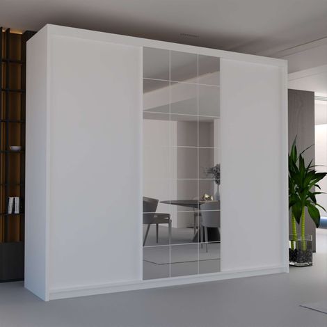 Fashion Fort Modern Sliding Wardrobe in 4 Colors & 2 Sizes - White 250cm