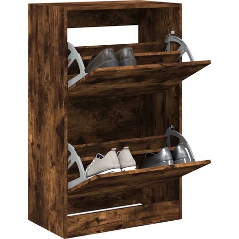 Zapatero de madera de ingeniería roble ahumado 60x34x96,5 cm vidaXL
