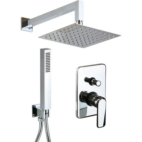 Komplettes Duschset mit quadratischem Regenkopf Pollini Design A474577356R Chrom (1/5)
