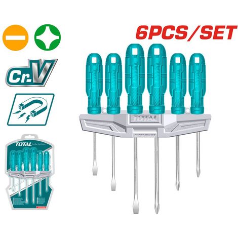 SET CACCIAVITI 6pz TAGLIO E CROCE GIRAVITI CACCIAVITE PROFESSIONALE TOTAL (1/2)