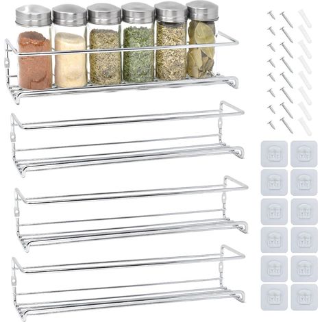 Etagere a Epices Murale Metal 4 Pcs Etagere Cuisine Porte Epices Cuisine facile à installer etagere murale cuisine (1/5)