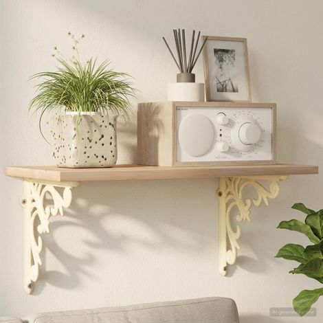 vidaXL Soportes para estanterías de pared 2 uds. Blanco antiguo (1/5)