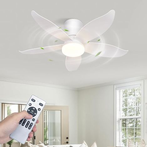 GBLY Ventilador de Techo con Luz Silencioso 5 Aspas Blanco Regulable 6 Velocidades Dormitorio Salón (1/5)