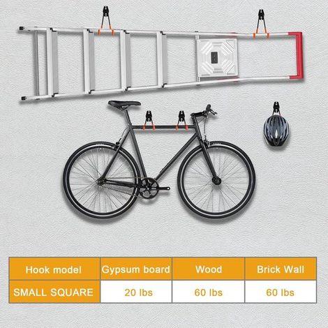 2 piezas,Ganchos de pared resistentes,Organizador de herramientas para garaje con montaje en pared,Ganchos universales,Adecuado para escaleras (1/4)