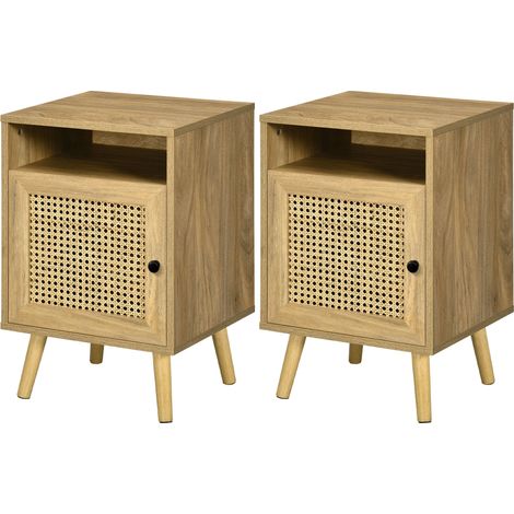 Table de chevet avec placard et niche 39 x 35 x 60 cm rangement compact cosy vintage en panneau de particules naturel 210001679 (1/5)