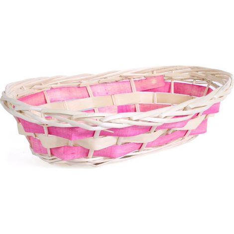 Cesto ovale in vimini rosa, 35x20H9 cm (kit da 10) (1/2)