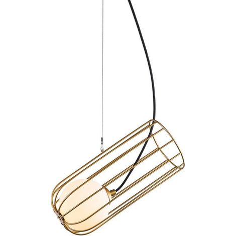 Italux What what - Pendente a sospensione moderno dorato 1 luce con oro, paralume bianco, G9 (1/3)