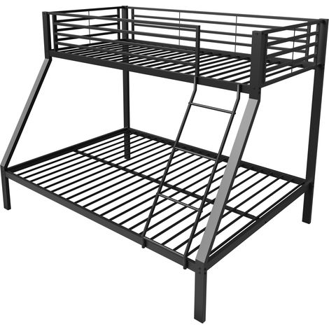 Letto a castello in metallo nero 90/140 x 200 cm con scala e rete a doghe (1/5)