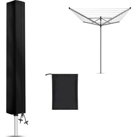 Sonnenschirmabdeckung, wasserdichte Abdeckung für rotierende Wäschespinne im Freien, Schutzhülle für rotierende Wäscheleinentrockner, 120D Oxford-Gewebe, Schwarz (160 x 15 x 15 cm) (1/4)
