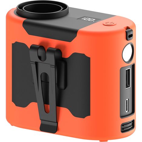Ventilatore portatile da 14800 mAh e 40 ore, 5 velocità, 16000 giri/min, con luce LED, ventilatore da collo a mani libere per esterni, cantieri edili, fattorie, viaggi, pesca (arancione)