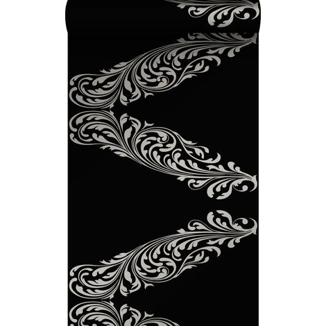 papier peint ornement noir mat et gris - Origin Wallcoverings (1/5)