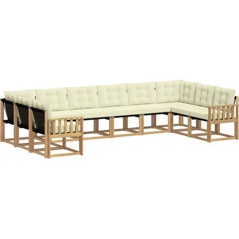 Set di divani da esterno 10 pz Bianco e Crema vidaXL (1/5)