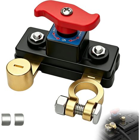 Coupe Circuit Batterie 12V-24V pour Voiture, Bateau, Camion et Tracteur Bornes en laiton orientables, levier ON-OFF à 90°, montage compact pour hivernage, maintenance et stockage saisonnier (1/5)