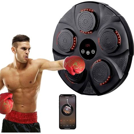Musikboxmaschine, Smart Bluetooth Music Boxer, elektronisches Boxgerät, tragbar, Wandmontage, mit Boxhandschuhen, Boxstärketester Es ist schwarz.
