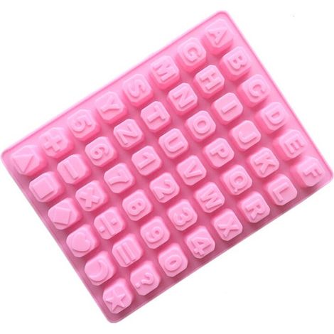 Silikonform mit Buchstaben und Zahlen für Seife, Gebäck, Schokolade und Kuchen (25 x 17,8 x 1,5 cm, 2,2 x 2,2 cm) (1/4)