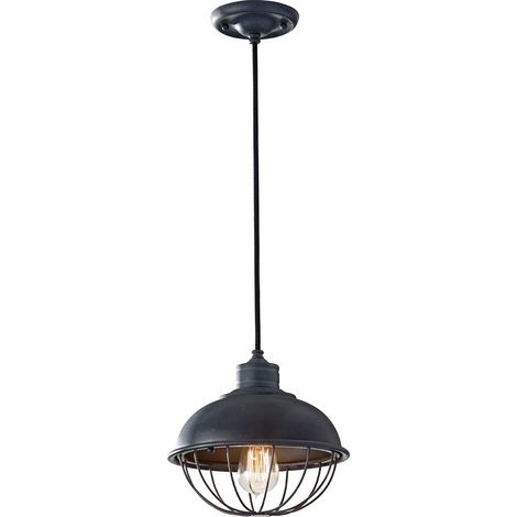 Elstead Urban Renewal - Lampadario a sospensione a 1 luce in ferro forgiato antico, attacco E27 (1/2)