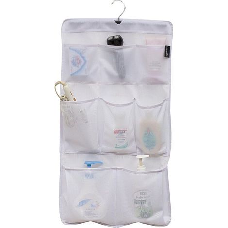 Rangement de douche à 8 poches en maille à séchage rapide avec suspension rotative pour salle de bain Blanc (1/4)