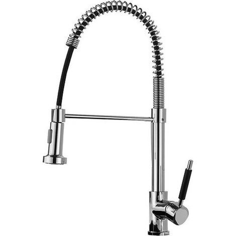 TrAdE Shop Traesio - Miscelatore Rubinetto Lavello Cucina Getto Lavabo Design Doccetta A Molla 59591 - (1/5)