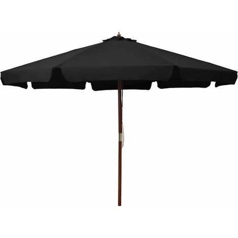 vidaXL Ombrellone da Esterni con Palo in Legno 330 cm Nero (1/4)