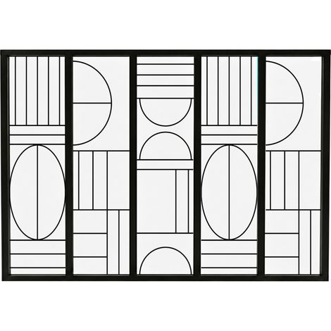 Verrière atelier intérieure aluminium noir 5 vitrages 168 x 117 cm - Décor art déco - Ovaline - noir et transparent - Verre trempé (1/5)