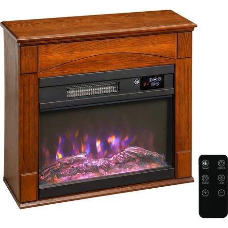 Elektrischer Kamin (1000 W/2000 W), 3D-Flammeneffekt mit 6 farbigen Flammen und 3 Helligkeitsstufen, 68,5 x 27,5 x 63 cm, braun