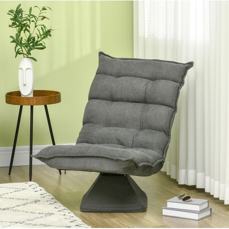 Fauteuil de sol inclinable pivotant gris en microfibre avec structure en acier OKWISH (1/5)