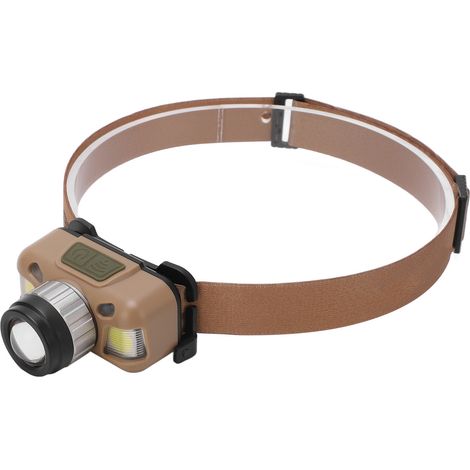 Mini-Stirnlampe, Typ-C, USB-aufladbar, braun, IPX4 wasserdicht, leichte und tragbare Camping-Stirnlampe (1/5)