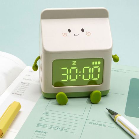 Lustiger Wecker in Form eines Milchkartons für Schüler, Countdown-Timer, Zeitmanagement, digitale Tischuhr für Kinder, grün (1/5)